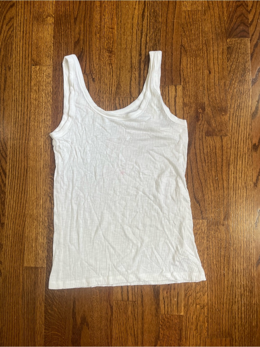 aerie White Ribbed Tank Top Scoop Neck